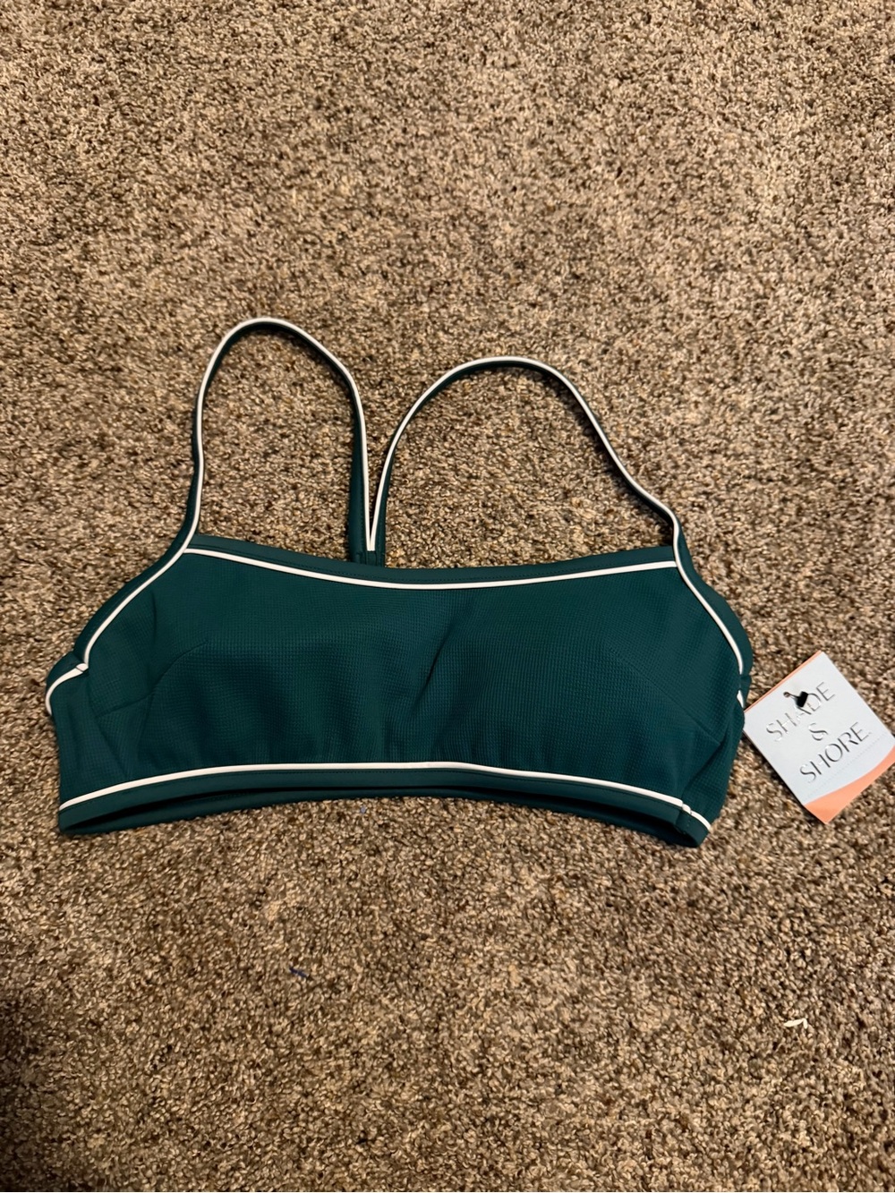 Shade & Shore Dark Teal Bralette with White Trim